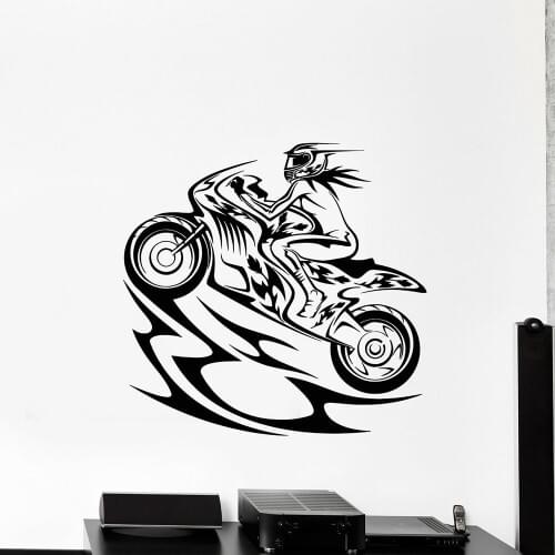 Fashion Wall Decal Girl Biker Motorsports Race Speed Extreme Sport Creative Style Vinyl Wall Sticker Living Room Decoration Z339