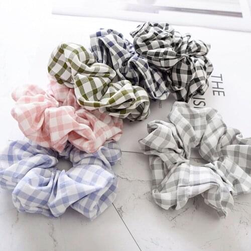Fashion Printed Plaid Ponytail Holder Scrunchies Ring Elastic Hair Tie Hair Holder Rope for Women & Girl