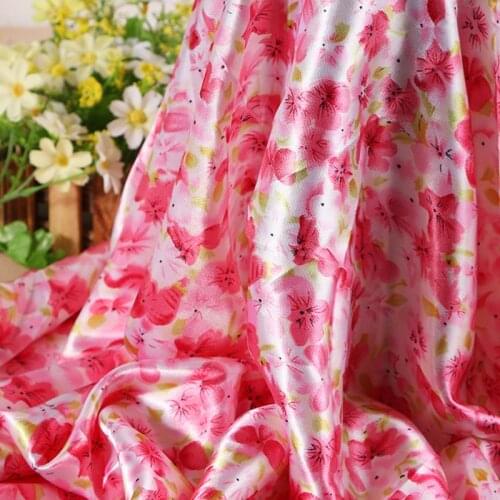 100cm*148cm Soft Polyester Satin Fabric Elegant Floral Silky Charmeuse Polyester Lining