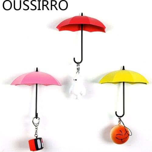 3pcs Wall-mounted Umbrella Wall Hook Key Hair Pin Holder Colorful Organizer Decor Decorate Bottoni Botoes New Arrival