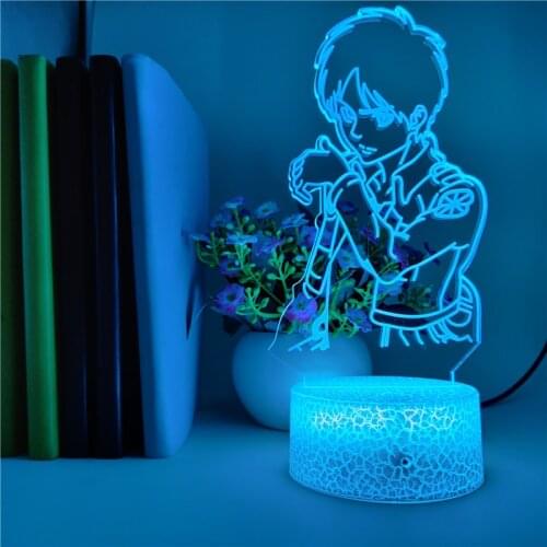 3D Illusion Night Light LED Nightlight Touch Switch Attack on Titan Eren Jaeger Giant Figure Desk Lamp Bedroom Decor Kids Gift