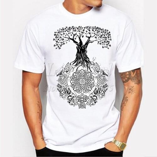 Newest 2019 mens fashion short sleeve t-shirt Tree printed tee shirts Hipster O-neck cool tops