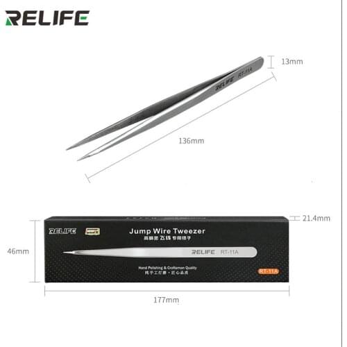 RELIFE RT-11A Tweezers Flying Line Jump Wire Dedicated Antimagnetic Soldering Tweezers Mobile Phone CPU IC Opening Gripping Part