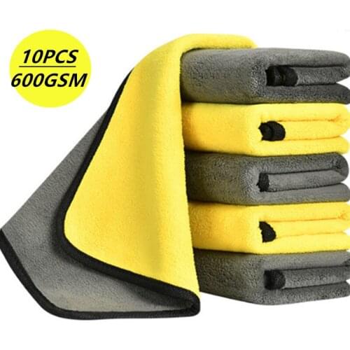 3/5/10PCS 600GSM 30/38/40CM Car Wash Microfiber Towel Soft Car Cleaning Drying Cloth Paint Care Cloth Detailing Car Wash Towel