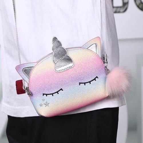 Rainbow Sequin Shoulder Bag Unicorn Crossbody Bags for Women Girls Fashion Handbag Phone Purse Mini Casual Totes Sac A Main New
