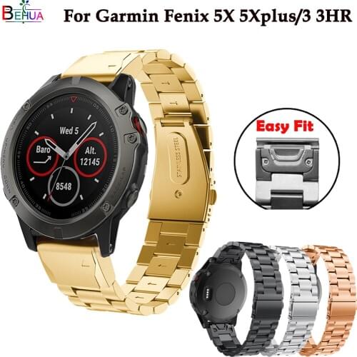 Watchband strap For Garmin Fenix 5X 5XPlus /3 3HR smart watch GPS Stainless Steel Easy Fit Quick release band Wristband bracelet