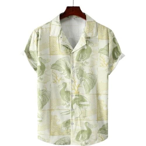 FARDRESS 2021 Summer New Digital Printed Suit Collar Short Sleeve Shirt