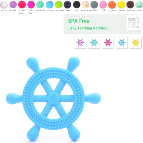 New Arrival Helm Silicon Teether 2016 New Fashion BPA Free Teething Necklace Safe For Baby Gift Teething Necklace Shower 5 Color