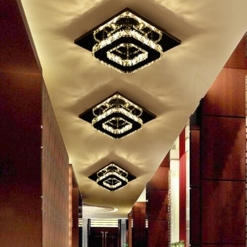 Square Crystal Ceiling Light Modern LED 20CM Entrance Ceiling lamp For Hall Hallway Living room Bedroom Home Lighting CA016
