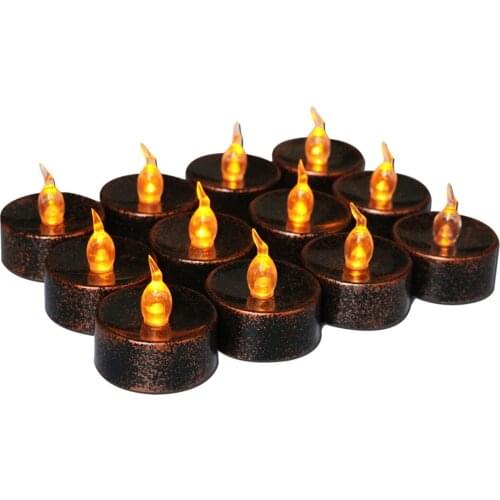 12 pcs LED Candle Tea Light Battery Powered Lamp Simulation Color Flame Flashing Home Wedding Birthday Party Decoration Candles