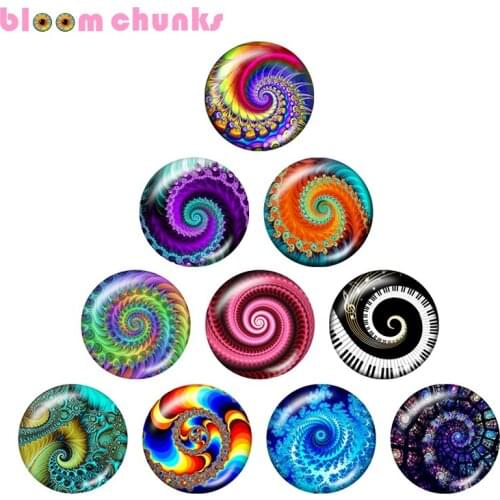 Swirly Spiral fractal art pattern 12mm/18mm/20mm/25mm Round glass cabochon jewelry flat back Making findings S4053