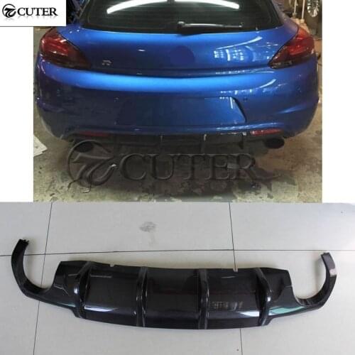 Carbon Fiber Rear Bumper Lip Diffuser Two out Exhaust for Volkswagen Scirocco R Back Bumper Spoiler Diffuser 09-15
