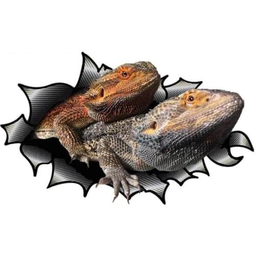 Creative PVC 13cm X 8cm Cartoon 3D Bearded Dragon Animal Car Sticker Accessories Motorcycle Waterproof Car Window Decal