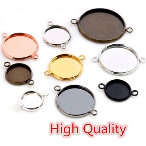 High Quality Two Loops Style Copper Material 10-25mm Inner Size 7 Colors Cabochon Base Cameo Setting Charms Pendant