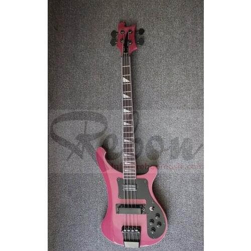 Weifang Rebon 4 string ricken neck through body electric bass guitar in PINK colour