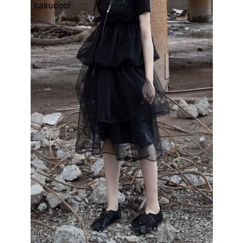 Cakucool 2019 new dark wind breathable fashion personality layer mesh skirt pettiskirt women