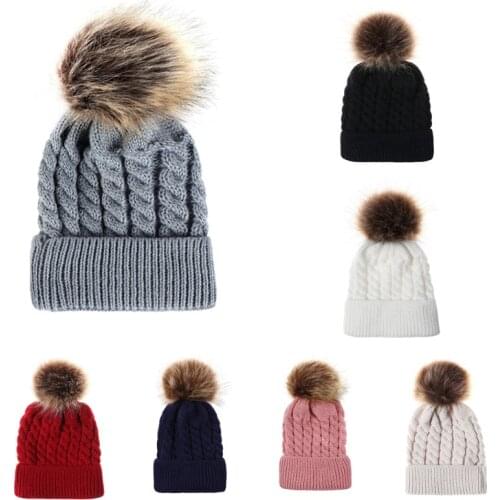 Baby Hat Caps Winter Newborn Cute Winter Kids Baby Hats Knitted Wool Hemming Hat Dropshipping