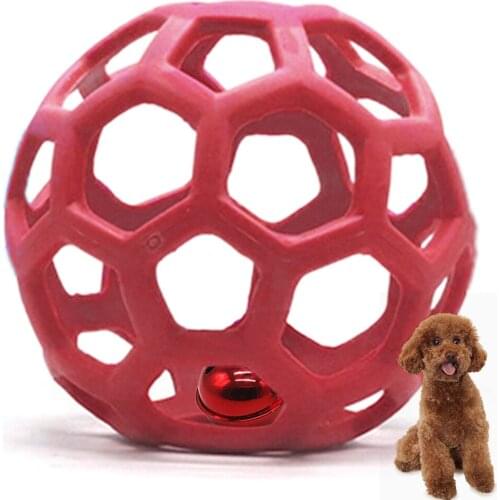 1pcs Dog Roller Ball Hollow Bite Proof Fetch Bouncy Ball Puppy Teething Toy With Bell Pet Puppy Dog Cat Training Palying Toy