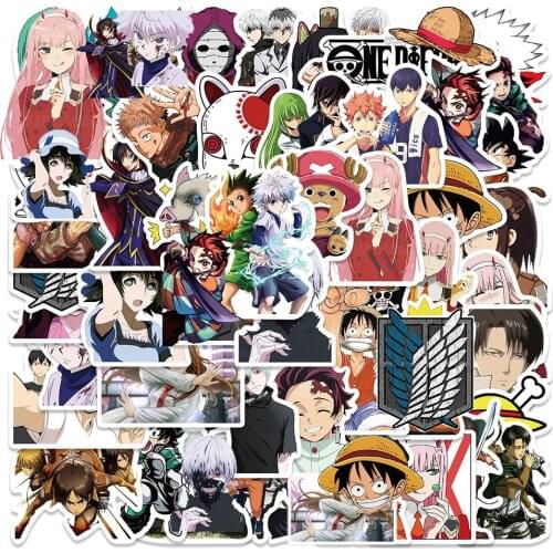 10/30/50PCS Mixed Anime Cartoon Stickers Attack on Titan Demon Slayer Jujutsu Kaisen Motorcycle Travel Guitar Fridge Kid Sticker