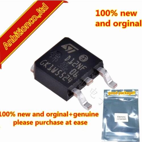 10pcs 100% new original STD12NF06T4 D12NF06 TO-252 N-channel 60V - 0.08 - 12A - DPAK - IPAK STripFET II Power MOSFET in stock