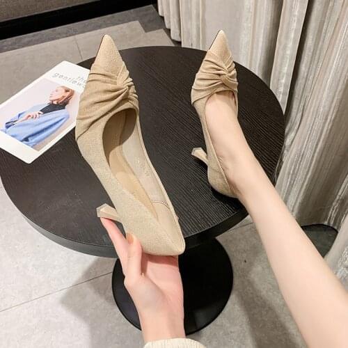 2021 spring and autumn new ladies pointed sexy high heels all-match small fresh shallow mouth stiletto shoes