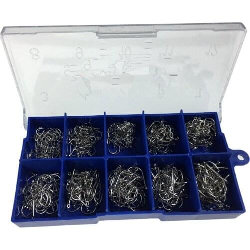 500 Pcs #3-#12 Silver Black Gold Freshwater Fishing Hooks Carp Fishhooks Barbed Hooks Kit Jigging Bait Carp Fishing Hook