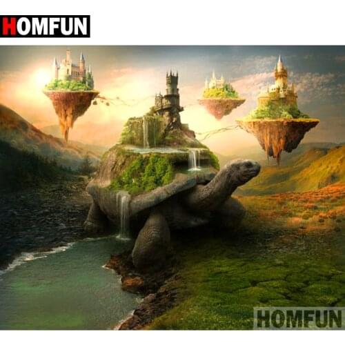 HOMFUN Full Square/Round Drill 5D DIY Diamond Painting "Turtle landscape" 3D Diamond Embroidery Cross Stitch Home Decor A19576
