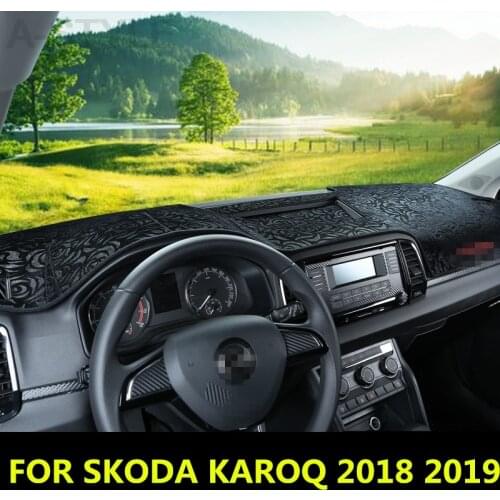 For SKODA KAROQ 2018 2019 Dashboard Cover Mat Pad Sun Shade Avoid Light Dash Board Carpet Protector Auto Accessories