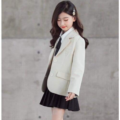 Big Girls Blazer Formal Blazers School Girls Suit Pockets Jackets Coat Slim Teenagers Girls Blazer Femme Jackets 5-18Y CL533