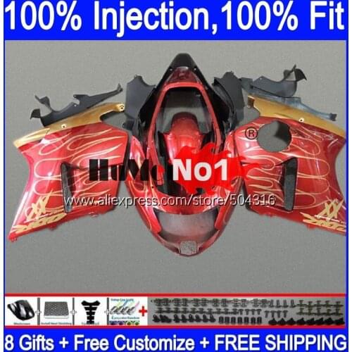 CBR1100 XX For HONDA Blackbird CBR 1100XX 96 93MC.62 CBR1100XX 2002 2003 2004 2005 2006 2007 02 03 05 06 07 Gold flames Fairing