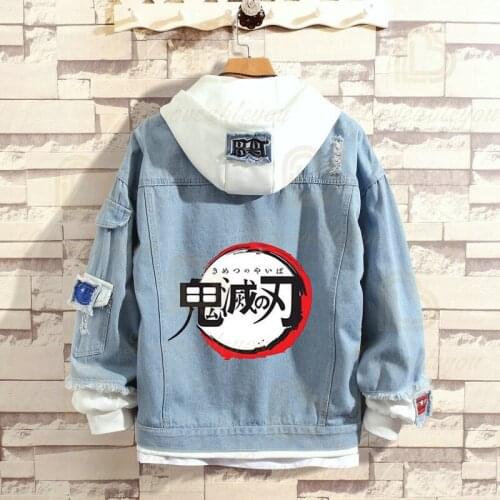 Demon Slayer Kimetsu No Yaiba Hoodie Kamado Tanjirou Cosplay Denim Jacket Coat Jeans Pullovers Sweatshirt Unisex Casual Gifts