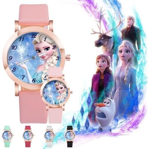 Frozen Princess Aisha Cartoons Childrens leather quartz watch Simplicity Childrens watch Accessory watch Watch gift girl