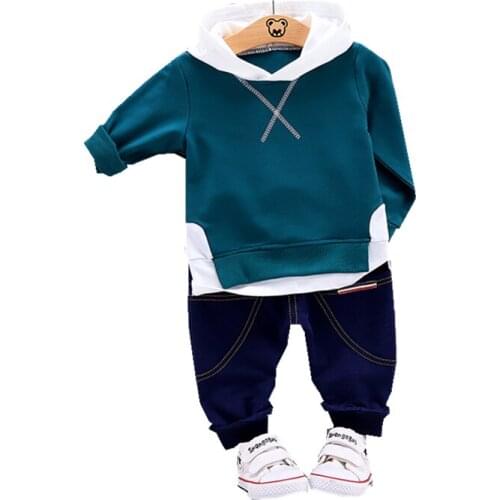 2021Spring Autumn Children Boys Girls Clothing Fashion Letter Cotton Hooded Long Sleeve T Shirts Pants 2Pcs/Sets Kids Tracksuits