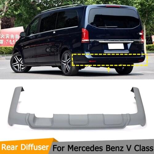 Car Rear Bumper Diffuser Lip Spoiler For Mercedes Benz V Class 2015 - 2019 FRP Grey Rear Bumper Diffuser Protection Guard