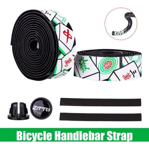 Road Bike Handlebar Tape Mahjong Patterns EVA Anti Slip Handlebar Tape Shock Absorber with Bar End Plugs Bicycle Accessories