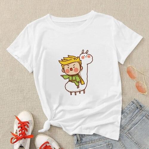 Vogue Little Prince Riding Alpaca Kawaii Harajuku T Shirt Anime Things Fashion Young Casual Family Look Funny Tshirts Wholesale