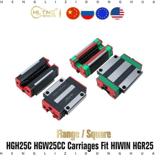 1pc HGH25CA HGW25CC carriages/falng block slide blocks for HGR25 linear guides rails square width 25mm for cnc parts