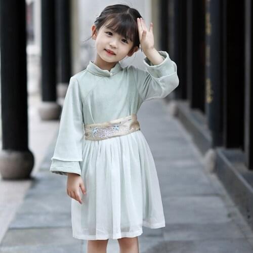Girls Baby Hanfu Dress Ancient Chinese Dance Costumes Fairy Princess Dress For Children Kids Chinese Folk Dance Costumes SL1209