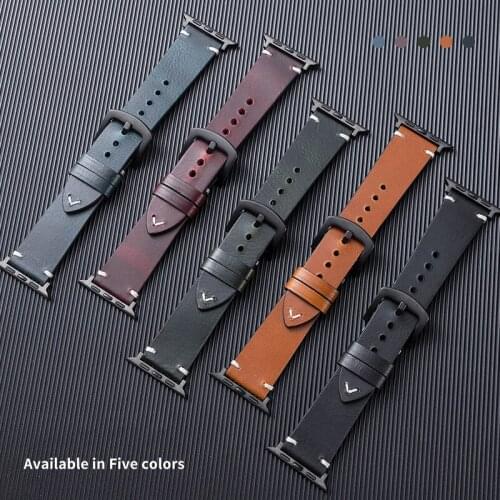 Leather strap For Apple watch 6 band 44mm 40mm iWatch 3 band 38mm 42mm Genuine leather watchband for Apple watch 5 4 se bracelet