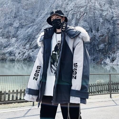 Men Parka Winter Jacket Mens Faux Fur Hooded Parkas Jackets Patchwork 2021 New Fashion Autumn Hip Hop Streetwear Male Overcoat
