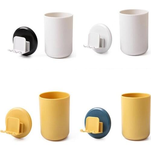 Toothbrush Holder Wall Sticker Hanging Plastic Punch-free Cup Organizer for Bathroom