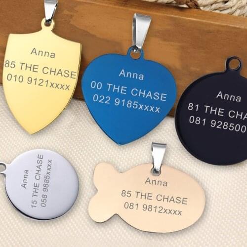 Personalized Pet ID Tag Keychain Engraved Pet ID Name for Cat Puppy Dog Collar Tag Pendant Bone Pet Accessories Dog Collars
