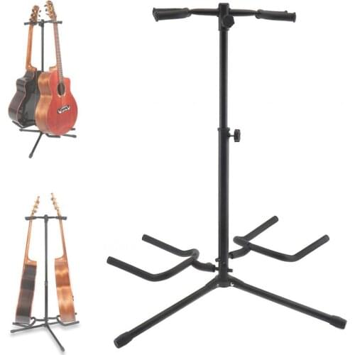 Double Holders Aluminum Alloy Floor Guitar Stand with Stable Tripod for Display 2pcs Acoustic Electric Guitar Bass guitar stand