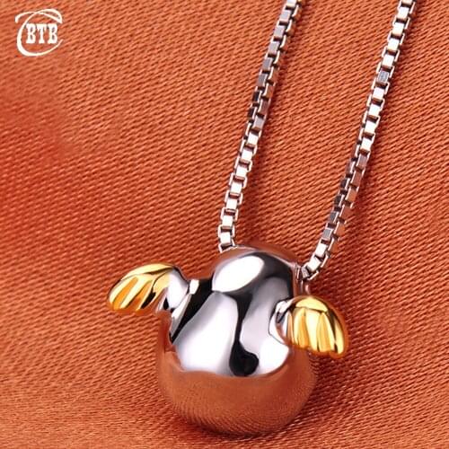 Fashion Cute 925 Sterling Silver Angel Egg Lady Charm Lucky Pendant Necklace Pendant Girl Hypoallergenic Luxury Jewelry