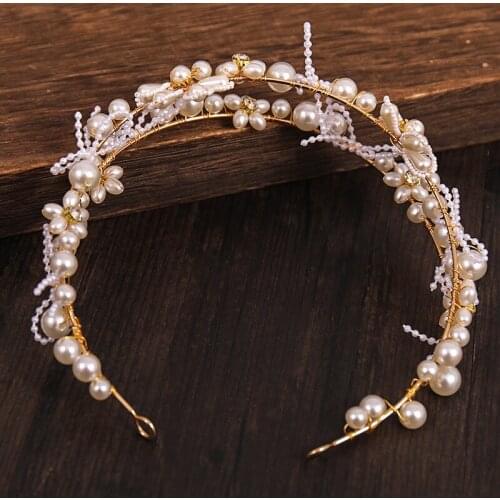 Pearl Headband Double Row Beaded Headpieces Simple Elegant Blings Fashion Hair Accessories for Women Girls LXH
