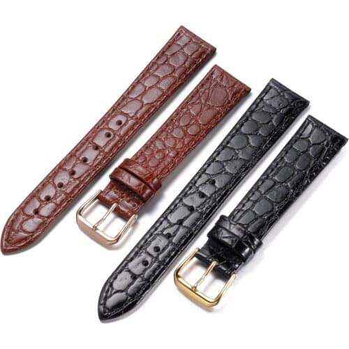 Genuine Leather Strap 18mm High-Quality Crocodile Pattern Leather Watchband 16mm Ultra-thin Waterproof Brown Black