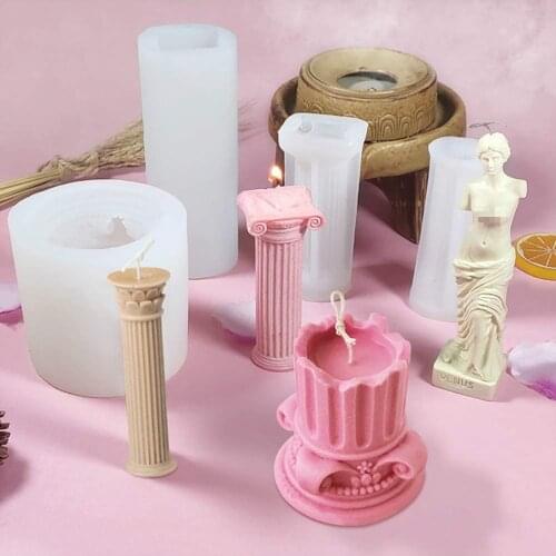 Roman Column Candle Mold Silicone DIY Handmade Scented Soap Plaster Crafts Making Tool for Home Decorations