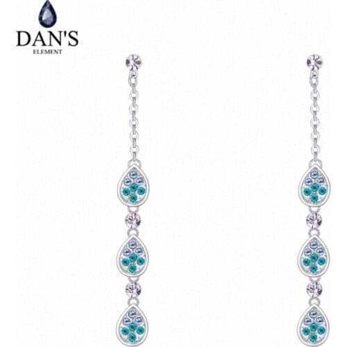 DANS ELEMENT Silver Color Crystal Earrings Fashion Jewelry Stud Earrings For Women Top Quality Wholesal #134516