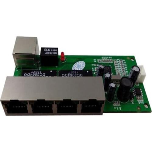 OEM mini switch mini 5 port 10/100mbps network switch 5-12v wide input voltage smart ethernet pcb rj45 module with led built-in