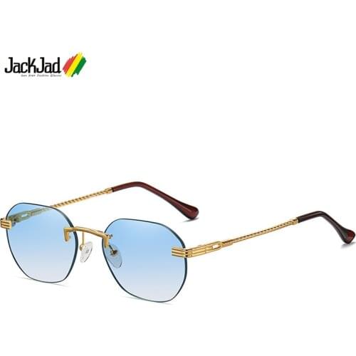 JackJad Brand Vintage Classic Rimless Style Gradient Sunglasses Women ins Fashion Cool Twisted Metal Design Sun Glasses 8083